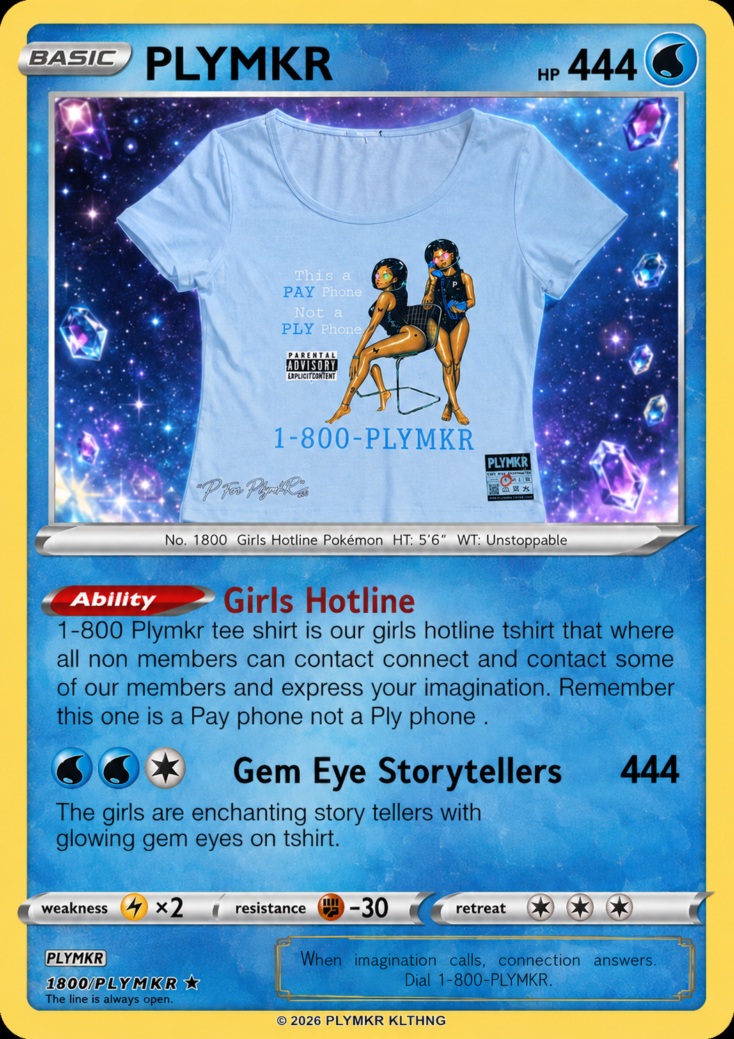 1-800-PLYMKR Girls Hotline Tee(Baby Blue)
