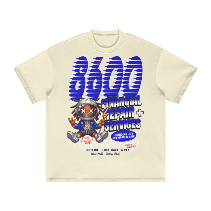 8600 Financial Repair Service Tee (Cream Blue-Lay)