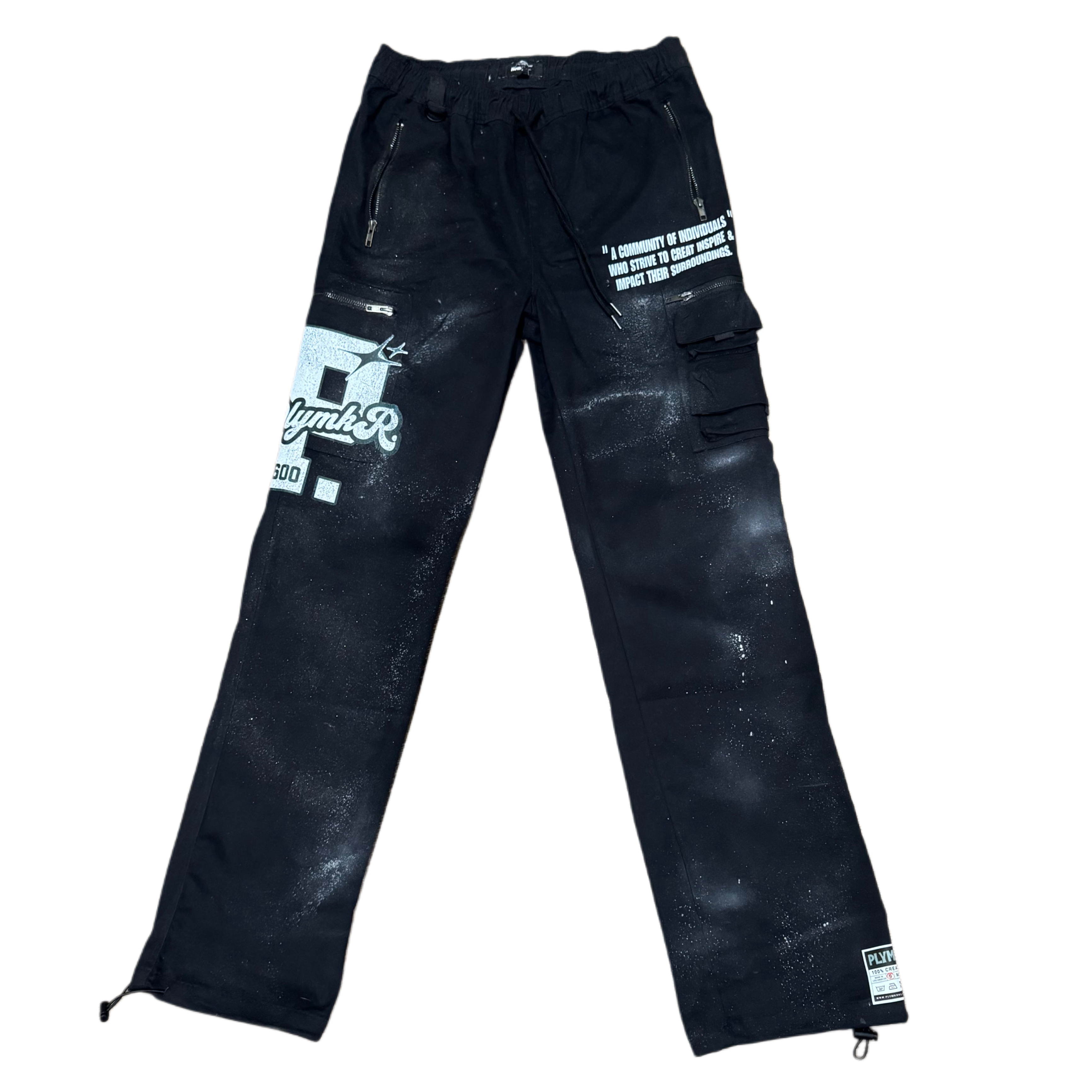 PLYMKR Academy Stamp BW Cargo Pants (Black)
