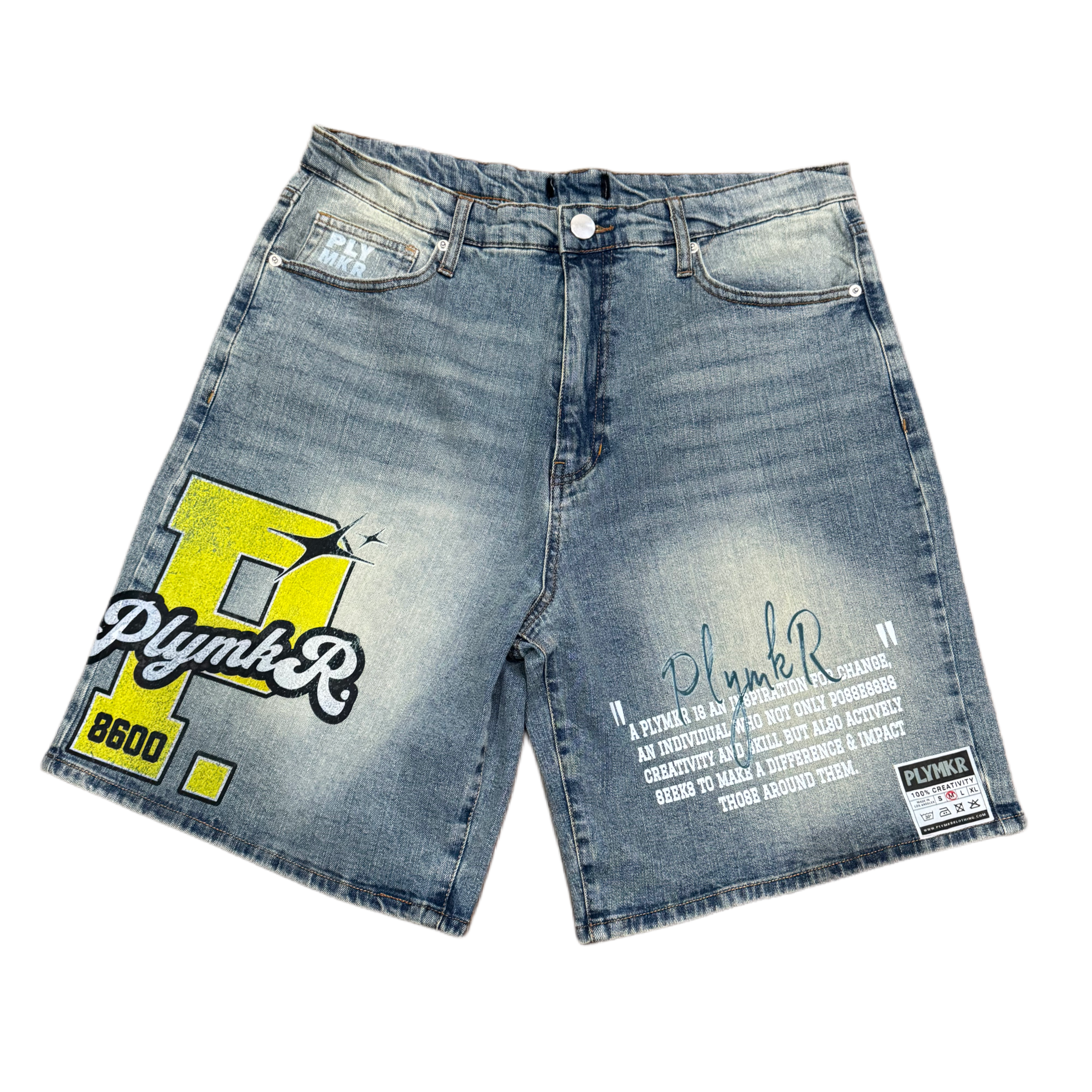 PLYMKR Academy Stamp Jorts Yellow Jay (Denim)