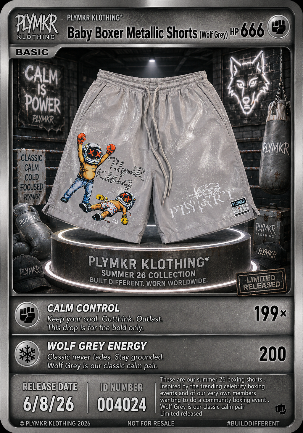 Baby Boxer Metallic Shorts (Wolf Grey)