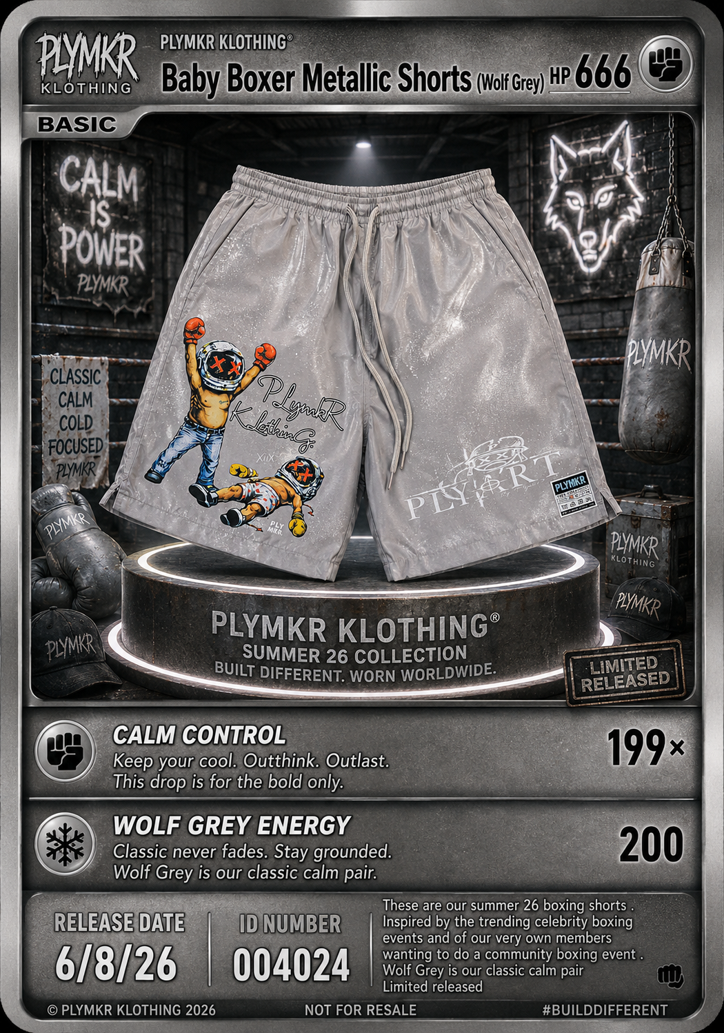 Baby Boxer Metallic Shorts (Wolf Grey)