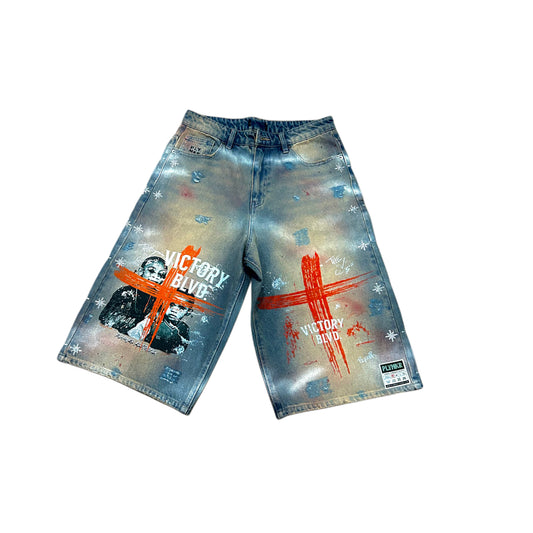 “Children of The Field” 3/4 Jorts Frost Denim v1