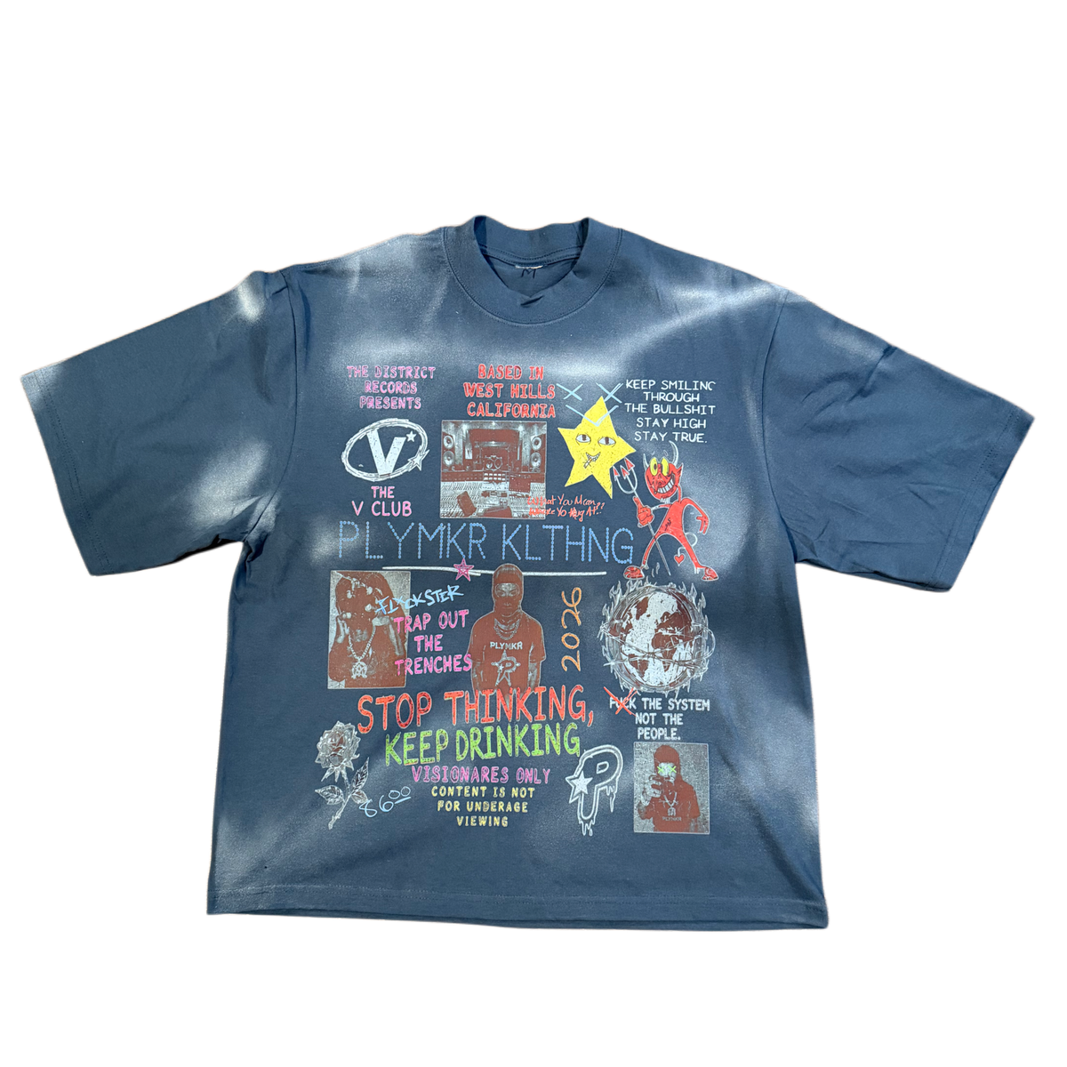 Stop Thinking Tee (Denim Washed)