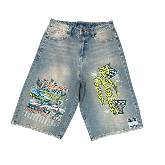“Vision in Motion” 3/4 Jorts (Denim)