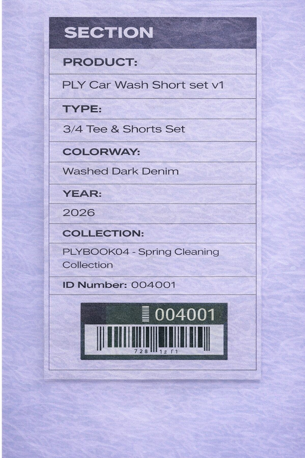 PLY Car Wash 3/4 short set v1 (Washed Dark Denim)