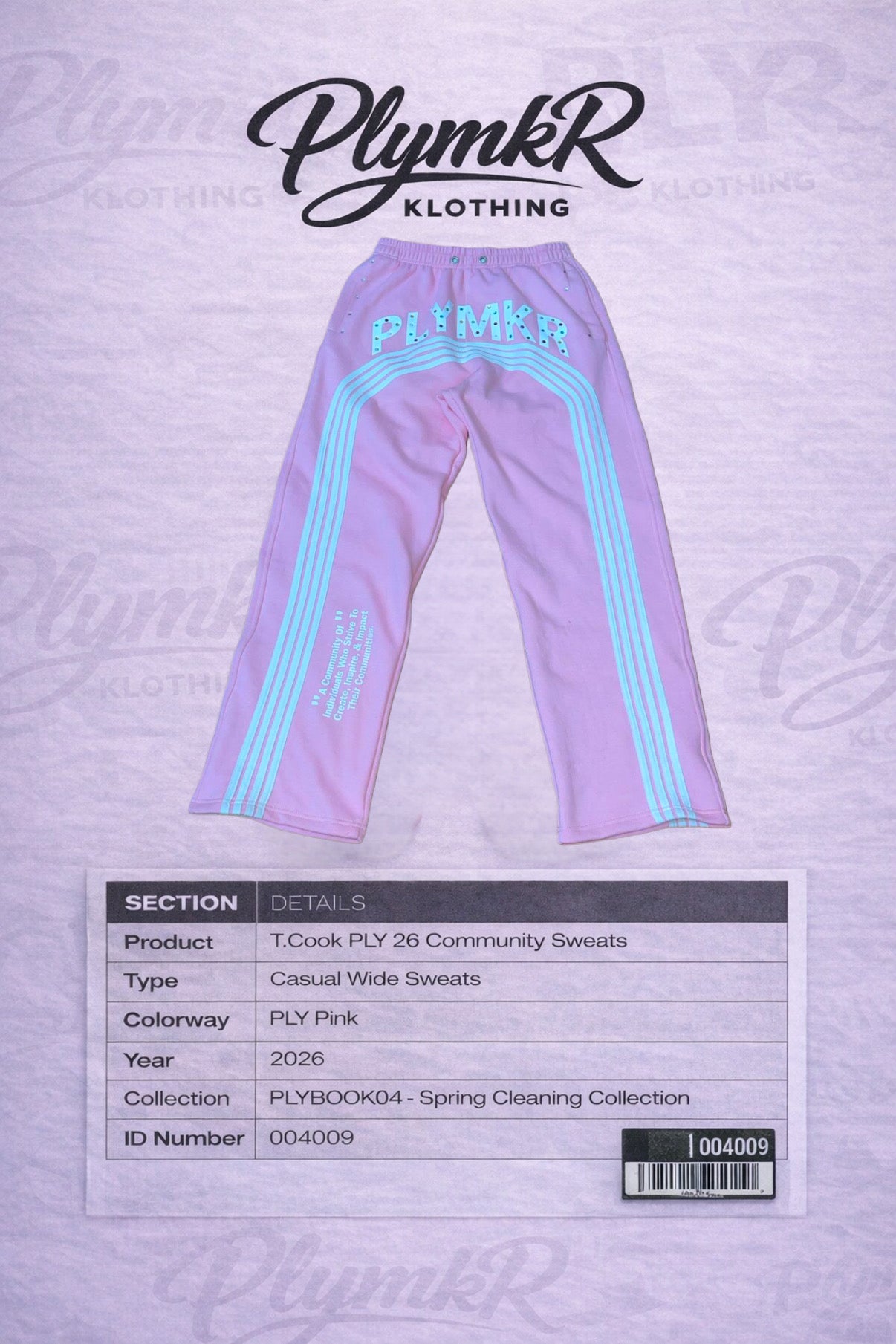 T.Cook PLY community Sweats (PLY PINK)